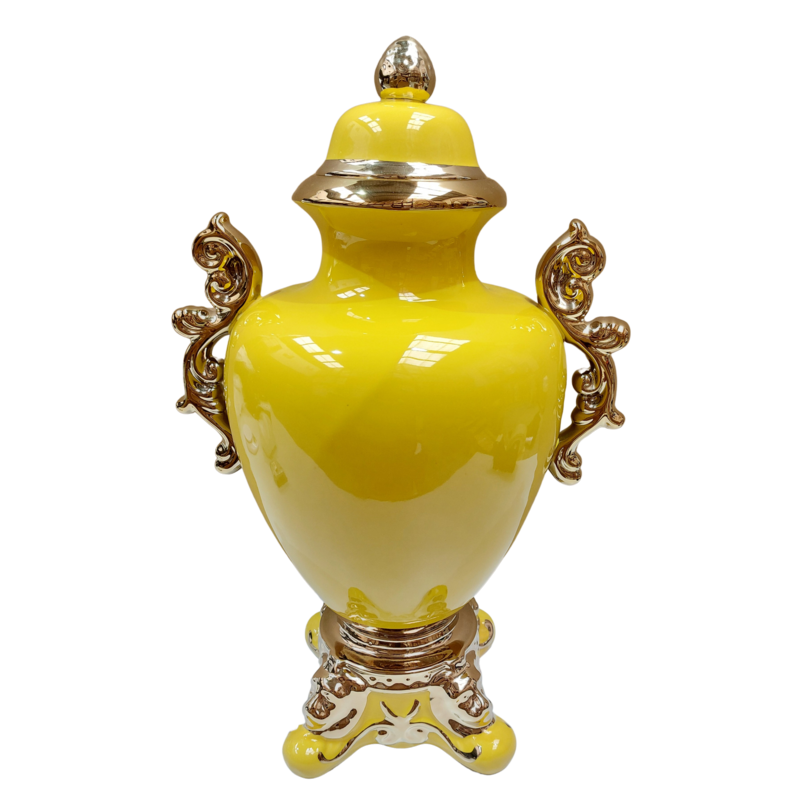 Tibor/Trofeo Porcelana 51 x 32 cm Amarillo con dorado - 20 in